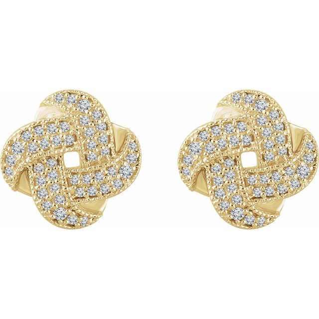 14k Yellow 1/3 Ctw Natural Diamond Knot Earrings