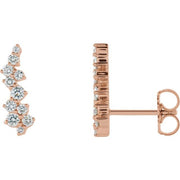 14k Rose 1/3 Ctw Natural Diamond Ear Climbers