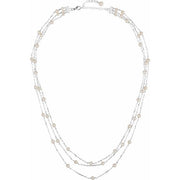 Sterling Silver Cultured White Freshwater Pearl 3-Strand 17' Necklace