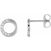 14K White .07 CTW Natural Diamond Circle Earrings