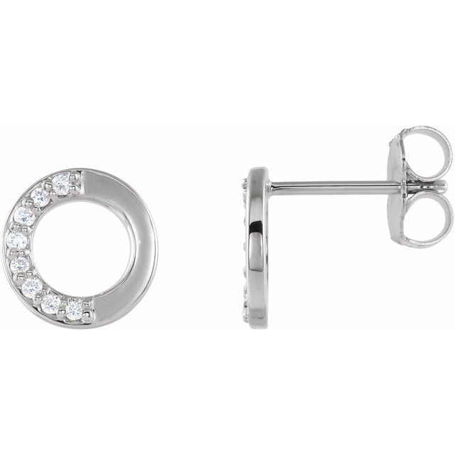 14K White .07 CTW Natural Diamond Circle Earrings