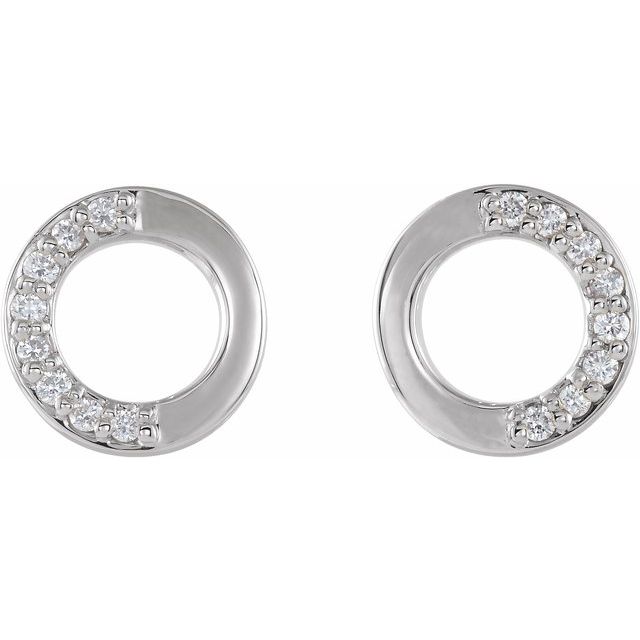14K White .07 CTW Natural Diamond Circle Earrings