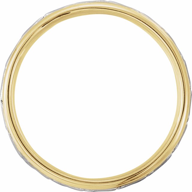 14k Yellow/white 8 Mm Rope Woven-design Flat Comfort-fit Band Size 10.5