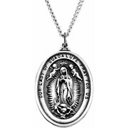 Sterling Silver 34.5x26 mm Our Lady Of Guadalupe 24' Necklace