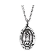 Sterling Silver Oval Our Lady of Guadalupe Medal 18' Necklace