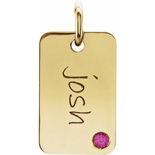 18k Yellow Vermeil Posh Mommy® Engravable Mini Dog Tag Pendant Mounting
