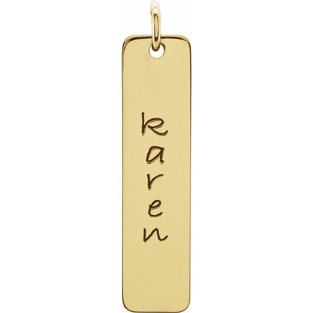 18k Yellow Vermeil 32x8 Mm Posh Mommy® Engravable Tall Tag Pendant