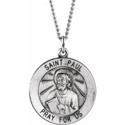 Sterling Silver 18 mm Round St. Paul the Apostle 18' Necklace
