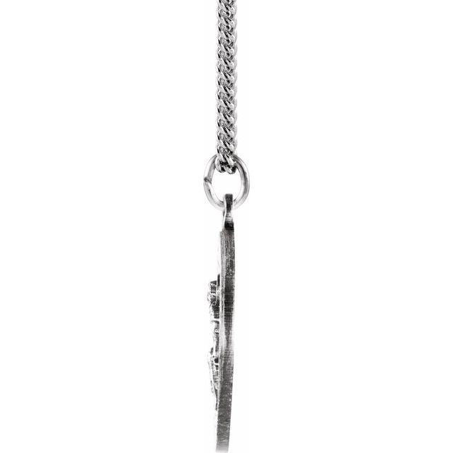 Sterling Silver 18 mm Round St. Peregrine 18' Necklace