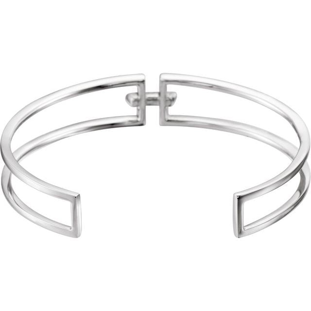 14k White 3/4 Ctw Natural Diamond Cuff 6' Bracelet