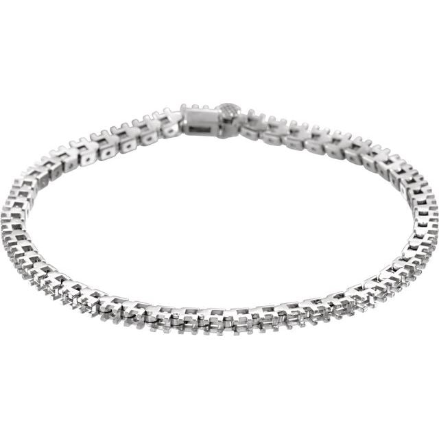 14K White 2 1/8 CTW Natural Diamond Line 7' Bracelet
