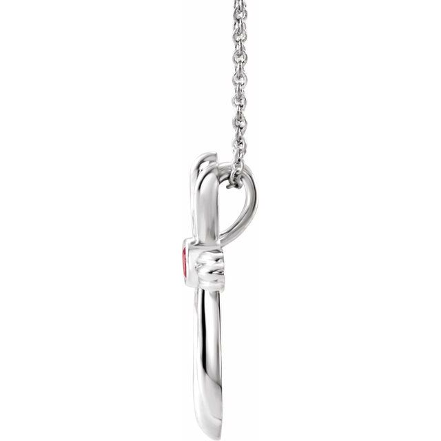 Sterling Silver Natural Ruby Cross 16-18' Necklace