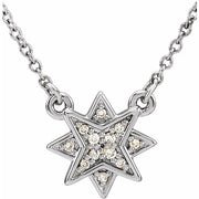 14k White .04 Ctw Natural Diamond Star 16-18' Necklace