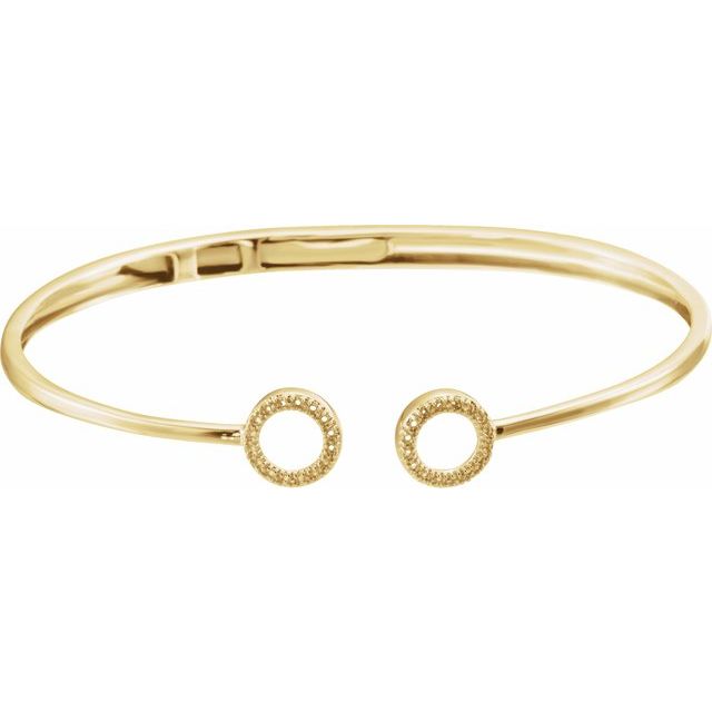 14k Yellow 1/6 Ctw Natural Diamond Circle Hinged Cuff 7' Bracelet