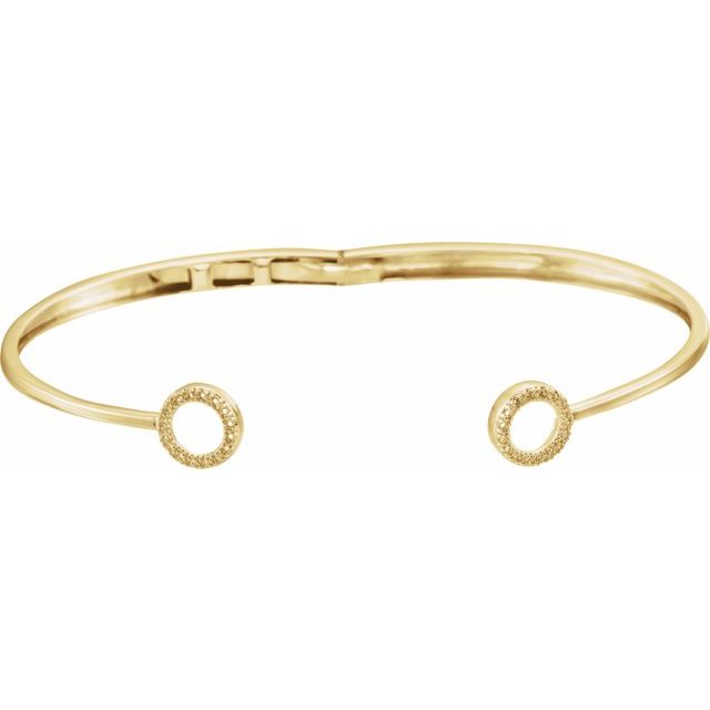 14k Yellow 1/6 Ctw Natural Diamond Circle Hinged Cuff 7' Bracelet