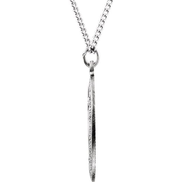 Sterling Silver 23x16 mm Oval Miraculous Medal 18' Necklace
