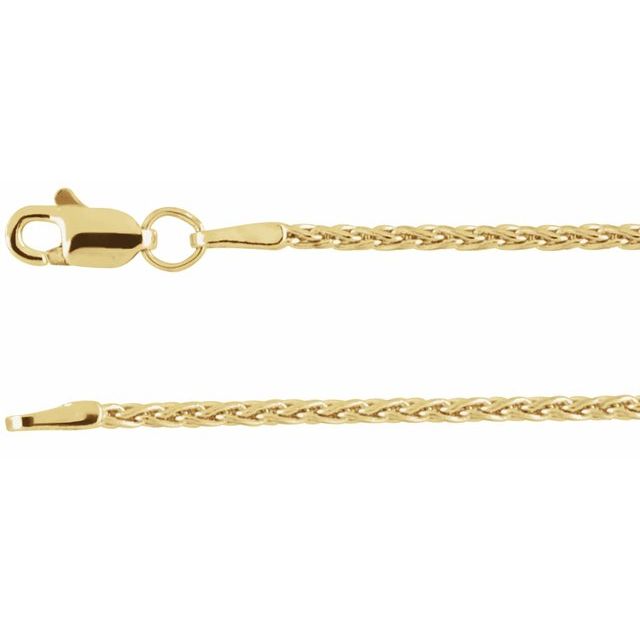 14K Yellow 1.5 mm Wheat 7' Chain