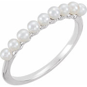 14K White Freshwater Cultured Pearl Stackable Ring