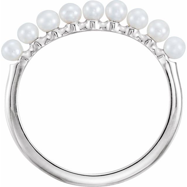 14K White Freshwater Cultured Pearl Stackable Ring