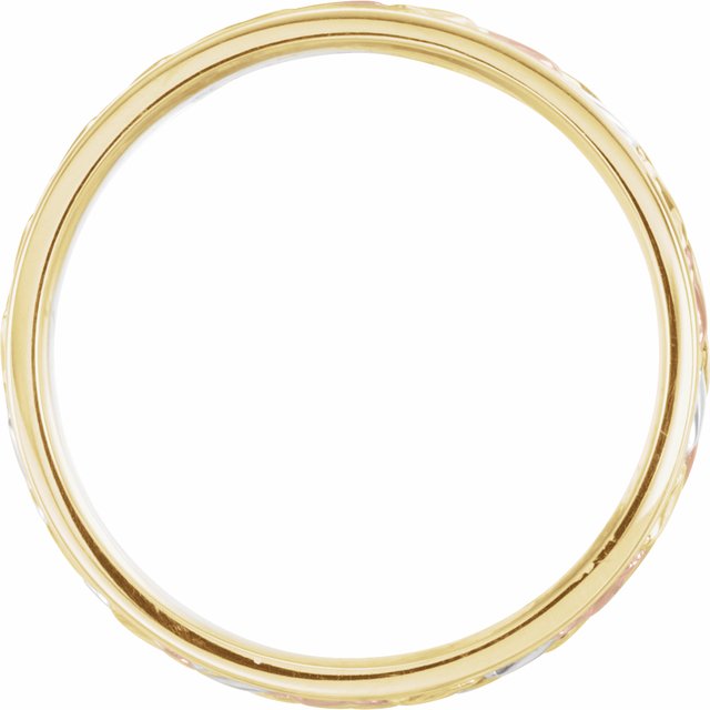 14K Tri-Color 6 mm Woven-Design Band Size 10