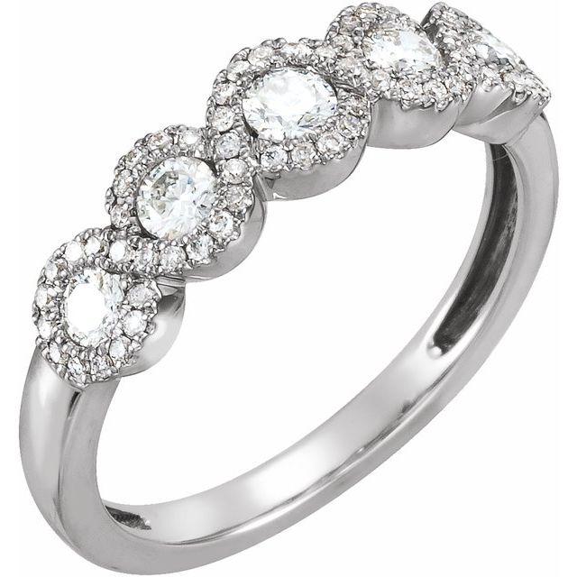 14k White 1/2 Ctw Natural Diamond Anniversary Band