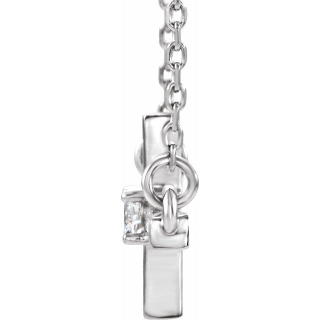 Sterling Silver .03 CTW Natural Diamond Sideways Cross 16-18' Necklace