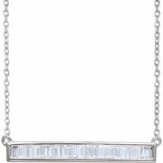 14k White 1/2 Ctw Natural Diamond Baguette Bar 18' Necklace