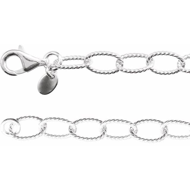 Sterling Silver 6 Mm Knurled Cable 18' Chain
