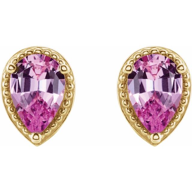 14k Yellow Natural Pink Sapphire Earrings