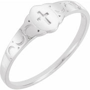 Sterling Silver 5x3 mm Oval Youth Cross Signet Ring