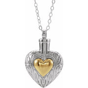 Sterling Silver 14K Yellow Gold-Plated Heart Ash Holder 18' Necklace