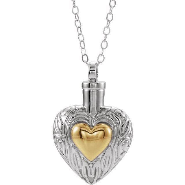 Sterling Silver 14K Yellow Gold-Plated Heart Ash Holder 18' Necklace