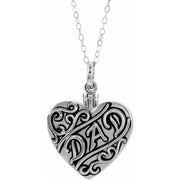 Sterling Silver 'dad' Heart Ash Holder 18' Necklace