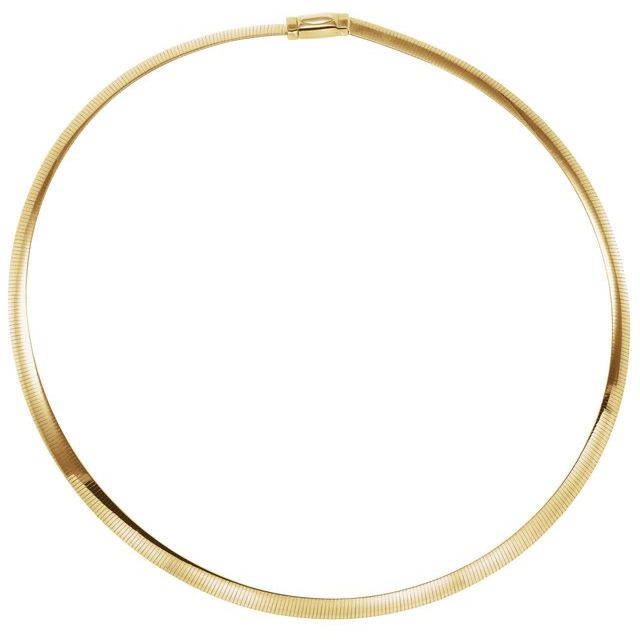 14K Yellow or White 6 mm Reversible Omega 7' Chain