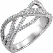 14k White 1/2 Ctw Natural Diamond Criss-cross Ring