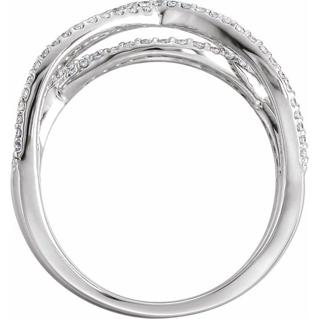 14k White 1/2 Ctw Natural Diamond Criss-cross Ring