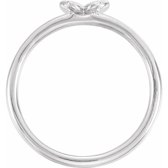 14k White .02 Ctw Natural Diamond Butterfly Youth Ring