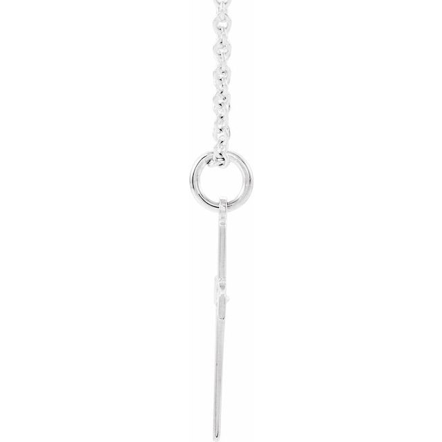 14K White .0075 CT Natural Diamond Youth Cross 15' Necklace