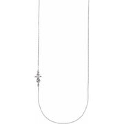 14k White Infinity-inspired Off-center Sideways Cross 16' Necklace