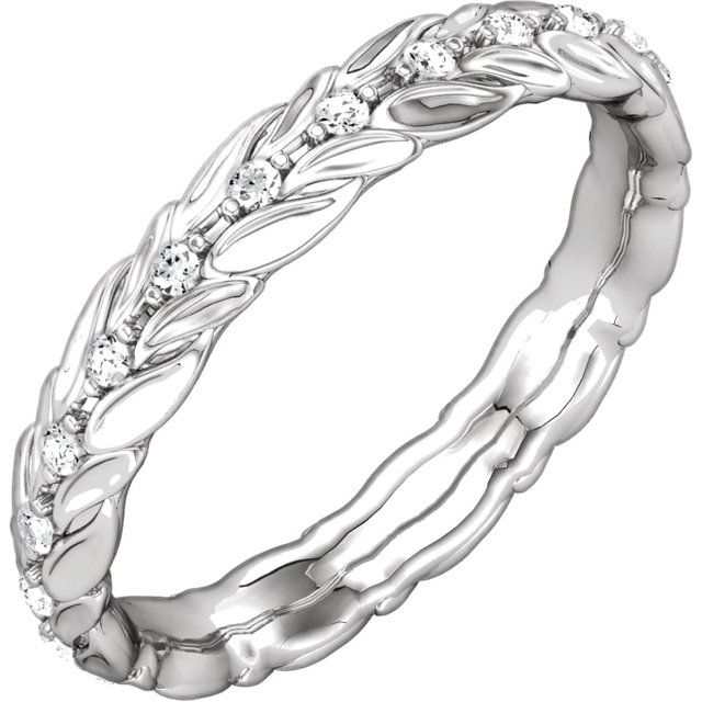 14K White 1/5 CTW Natural Diamond Eternity Band Size 7