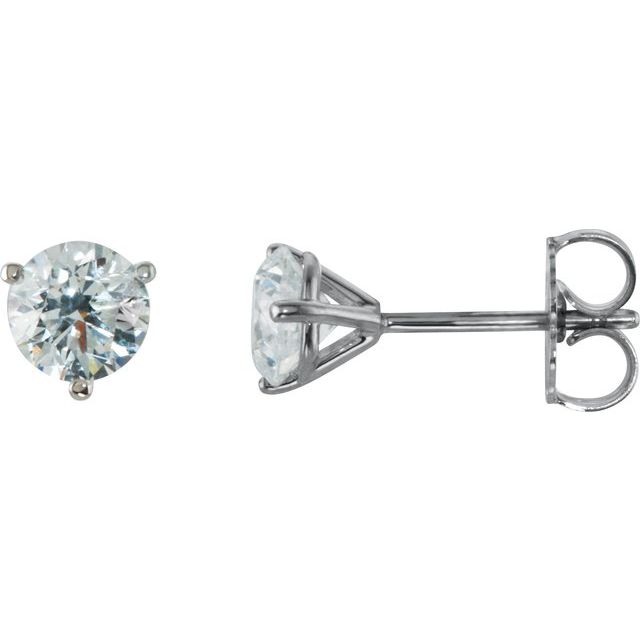 14k White 1 Ctw Natural Diamond Stud Earrings