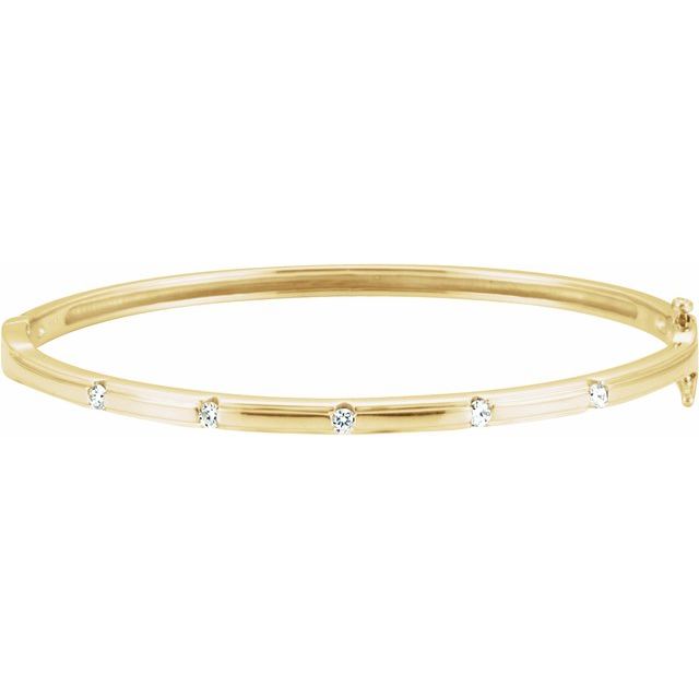 14K Yellow 1/4 CTW Natural Diamond Bangle 6' Bracelet