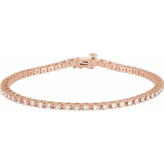 14k Rose 2 1/4 Ctw Lab-grown Diamond Line 7 1/4' Bracelet