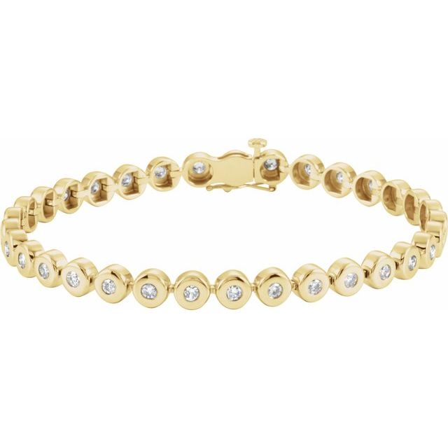 14k Yellow 2 Ctw Natural Diamond Bezel-set Line 7' Bracelet