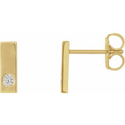 14k Yellow .06 Ctw Natural Diamond Bar Earrings