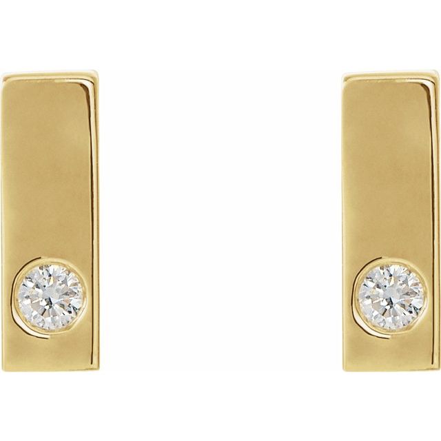 14k Yellow .06 Ctw Natural Diamond Bar Earrings
