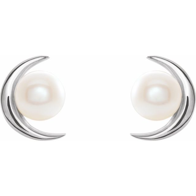 14K White Cultured White Freshwater Pearl Earrings