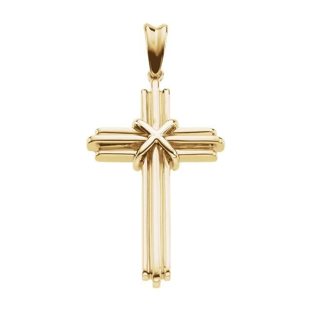 14k Yellow 36.75x24.5 Mm Cross Pendant