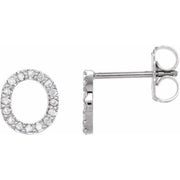 14K White .06 CTW Natural Diamond Initial O Earring