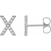 14k White .05 Ctw Natural Diamond Initial X Earring